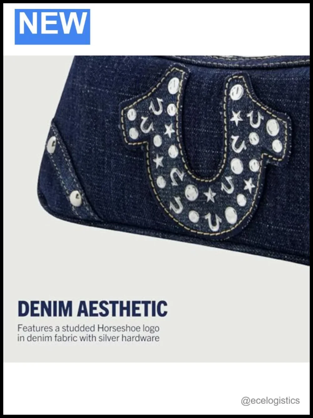 True Religion Mini Denim Shoulder Bag Satchel Purse - Cotton Polyester